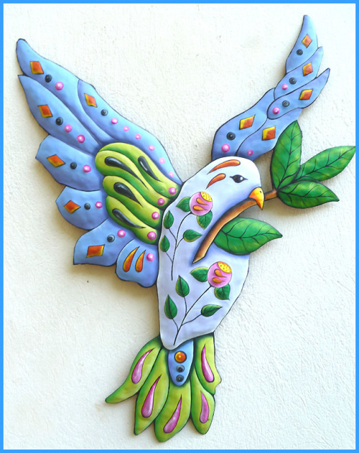 Dove Wall Hanging - Hand Painted Metal Dove Wall Decor - 26" x 20"